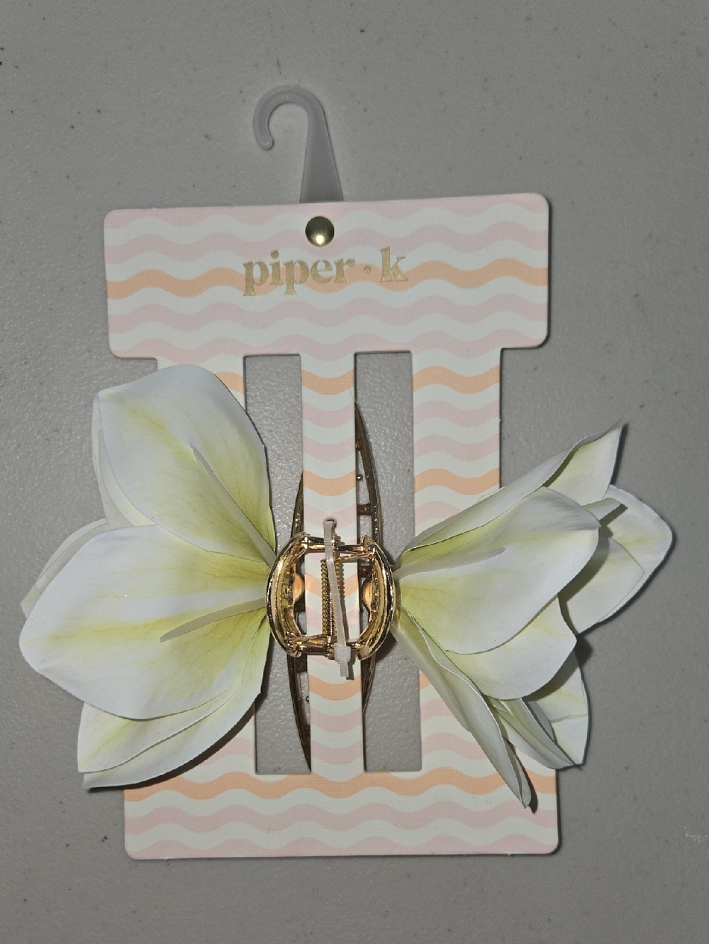 Piper Gold Floral Bow Hair Clip - White & Yellow Accent